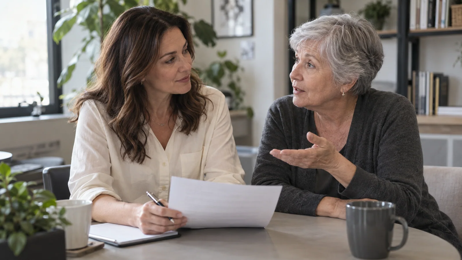 A consultant listening to a customer’s question about a proposal.