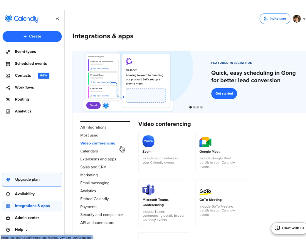 HighLevel Video Conferencing Integration HighLevel calendar settings showing connection options for video conferencing tools like Zoom