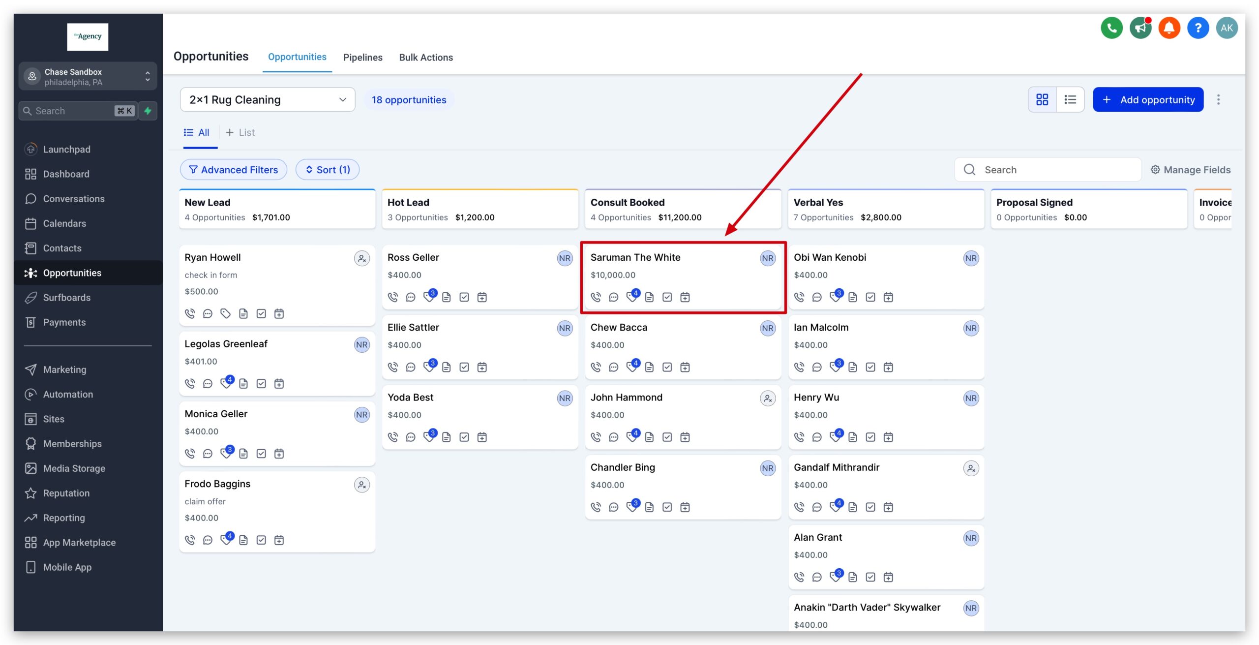 Editing Opportunity Status Scan the Open column for opportunities to update