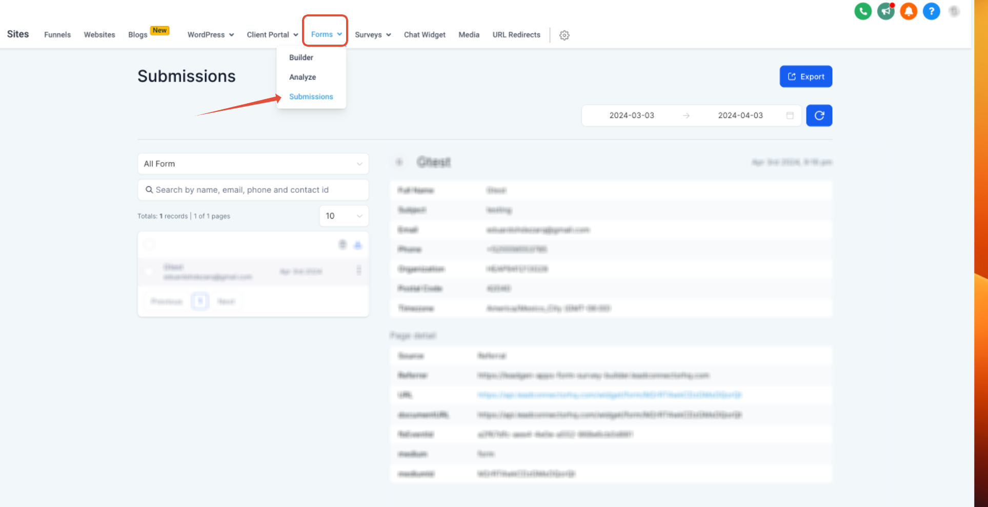 GoHighLevel forms data flow diagram