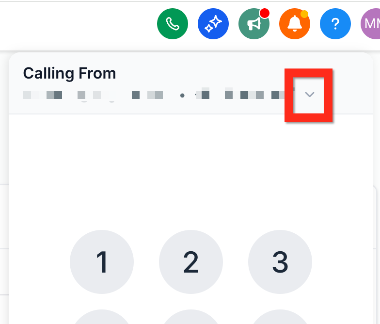 Screenshot of GoHighLevel user settings, demonstrating how assigned data and user roles impact the default outgoing number for calls.