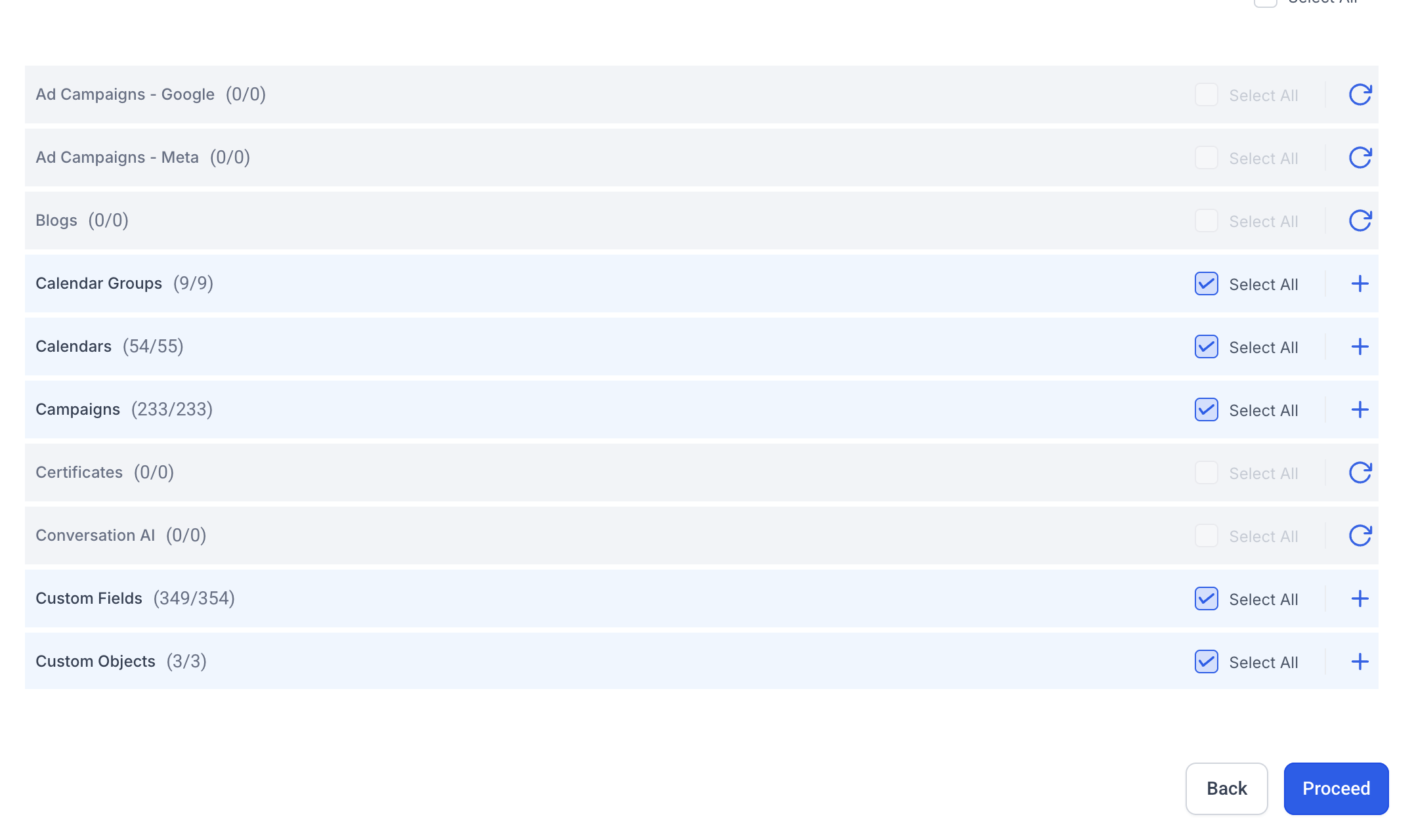 Screenshot illustrating failed assets during a GoHighLevel snapshot refresh, showing options to retry only the failed components instead of the entire update.