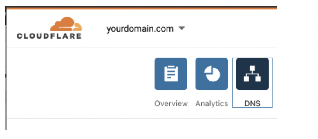 Cloudflare dashboard with DNS Records tab highlighted