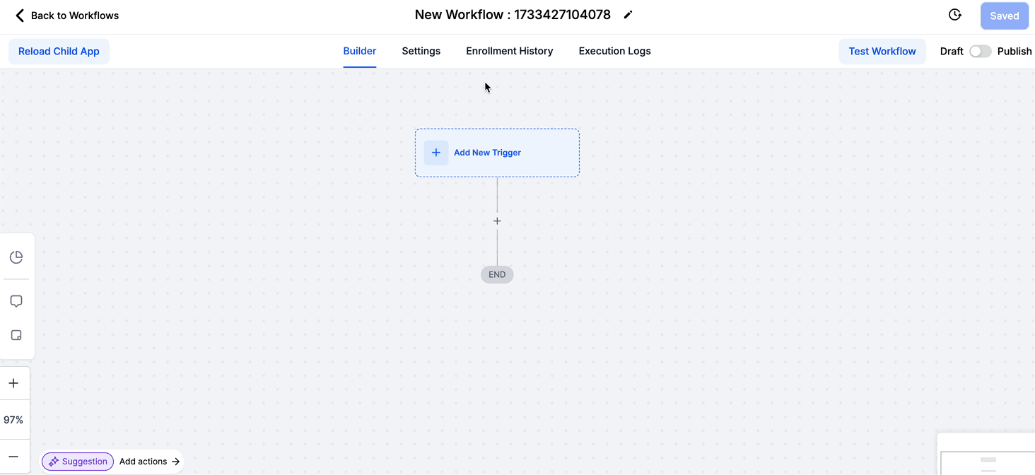 HighLevel Chat Widget Workflow Trigger Setup Animated demonstration of setting up a workflow trigger for chat widget replies in HighLevel, showing the 'Customer Replied' trigger event with 'Reply Channel' filtered to 'Chat Widget'.