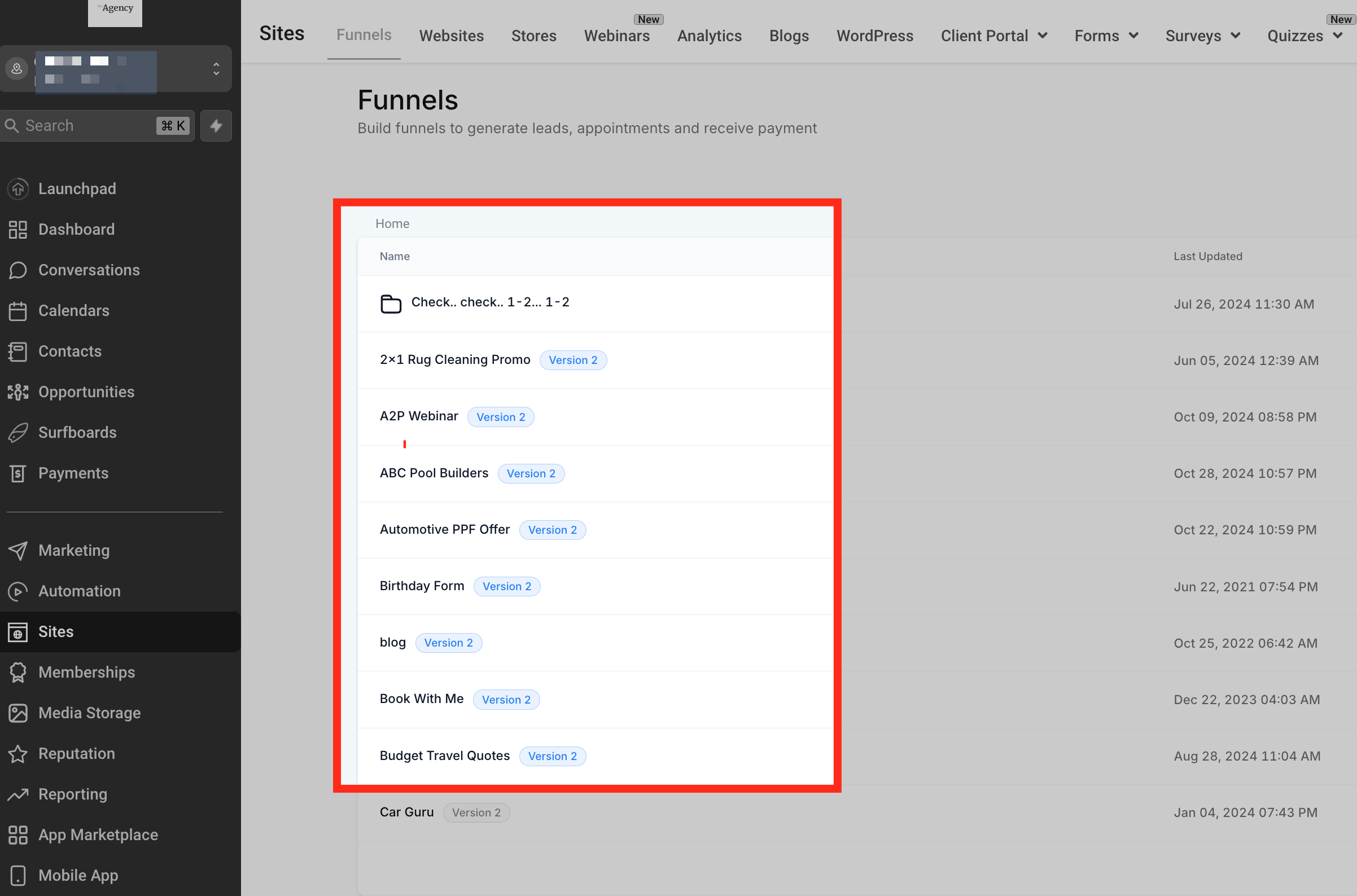 Select Funnel or Website Selecting a specific funnel to integrate the number pool