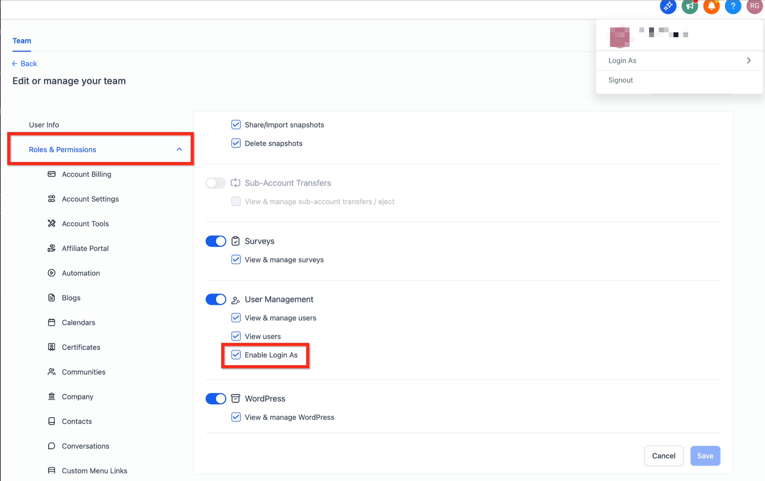 GoHighLevel Agency User Roles & Permissions for User Management