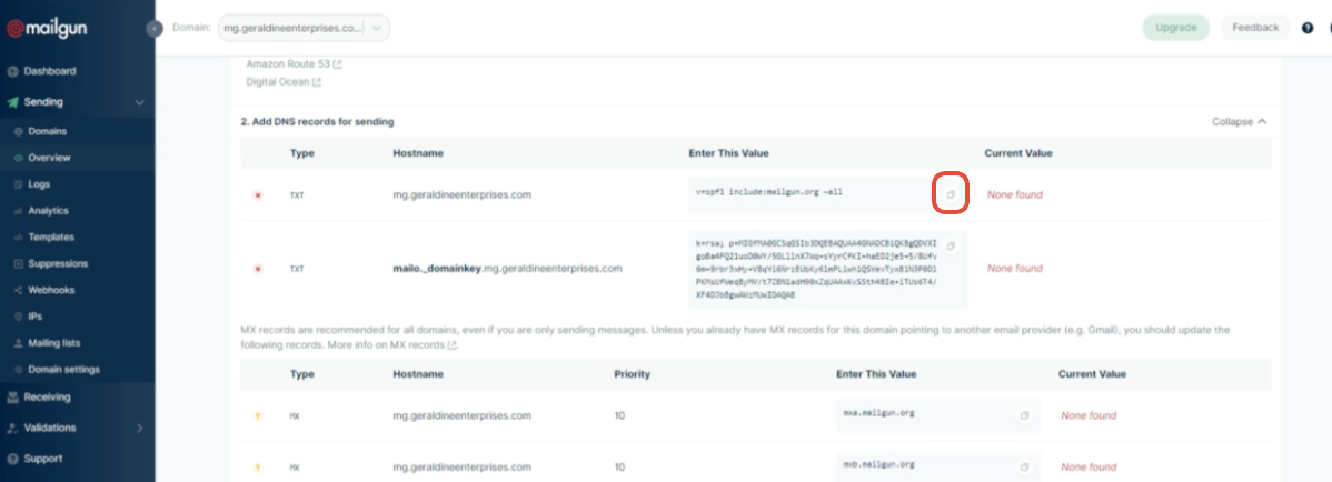 Namecheap SPF TXT Entry Screenshot of Namecheap DNS entry fields with SPF TXT record host and value entered
