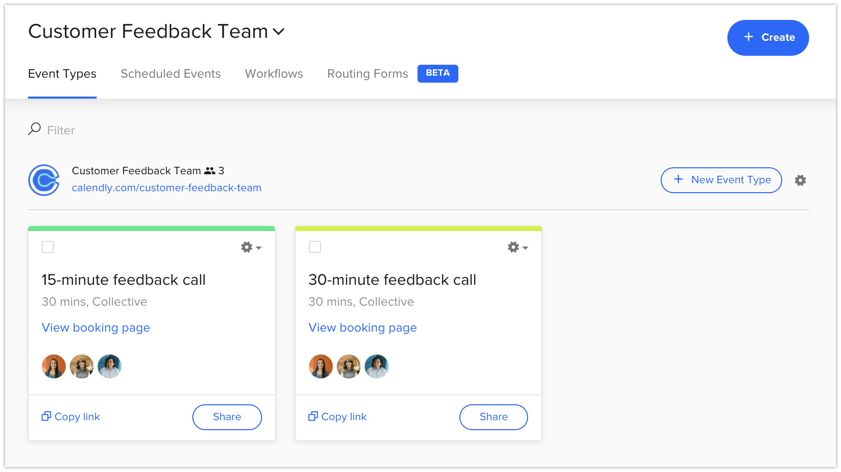 HighLevel Calendar Settings and Event Types HighLevel calendar list showing various appointment types and their settings