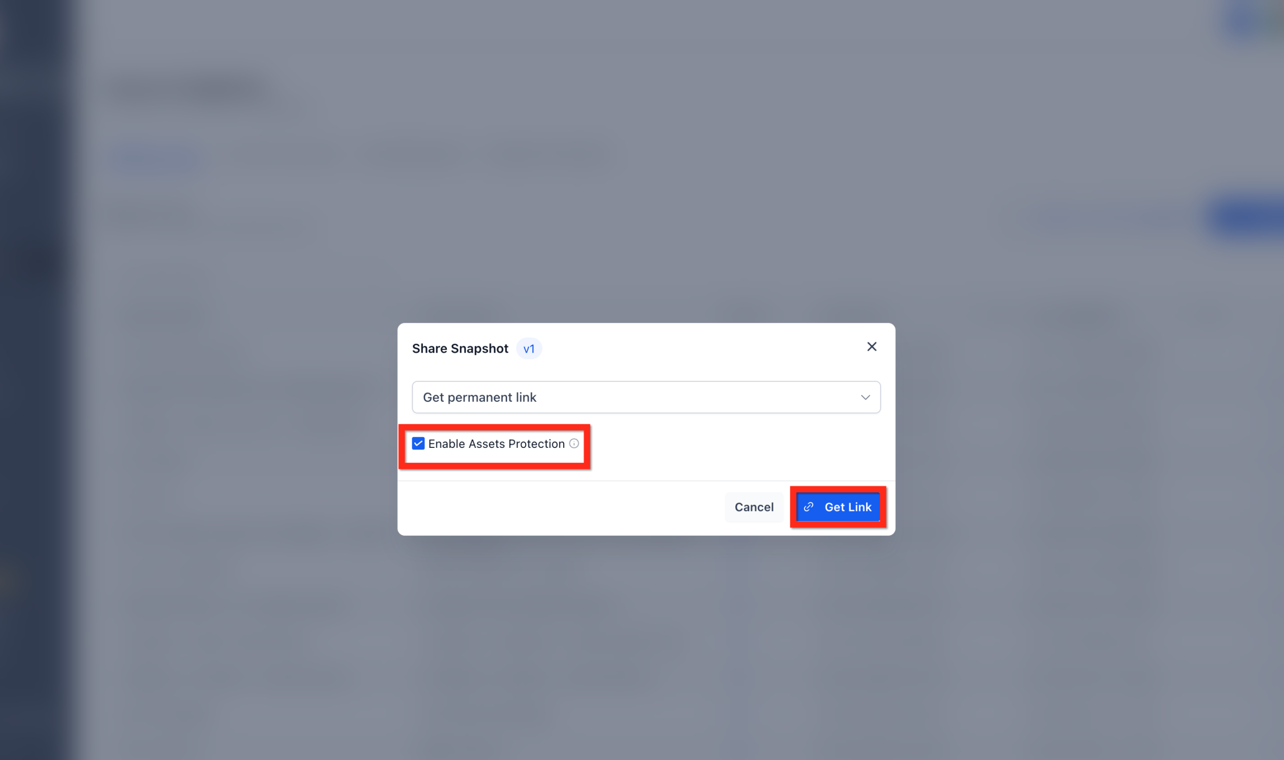 Screenshot of the GoHighLevel snapshot sharing modal after a link has been generated, showing the 'Copy Link' button and the newly created share URL ready for distribution.