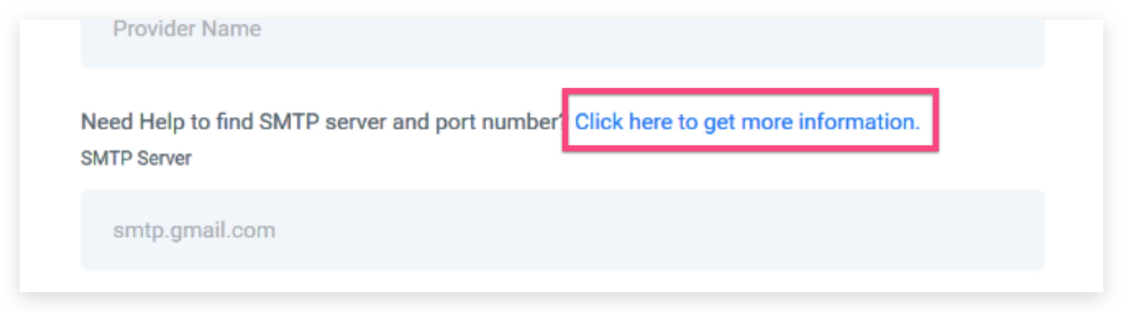 GoHighLevel SMTP Setup Help Doc Link Screenshot displaying the prominent 'SMTP Setup Help Doc' link within the GoHighLevel agency or sub-account settings, which this guide teaches how to hide using Custom CSS.