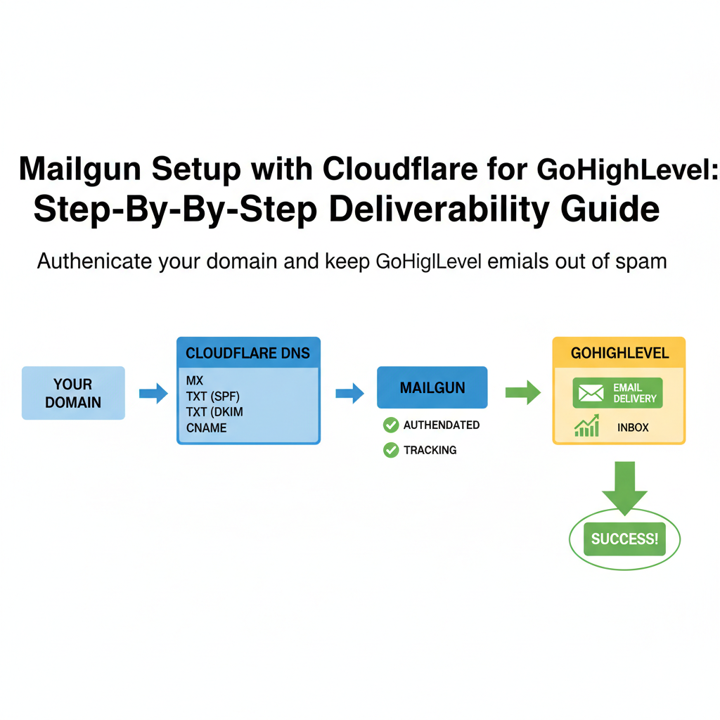 Featured image for Mailgun Setup with Cloudflare for GoHighLevel (Step-By-Step Deliverability Guide)