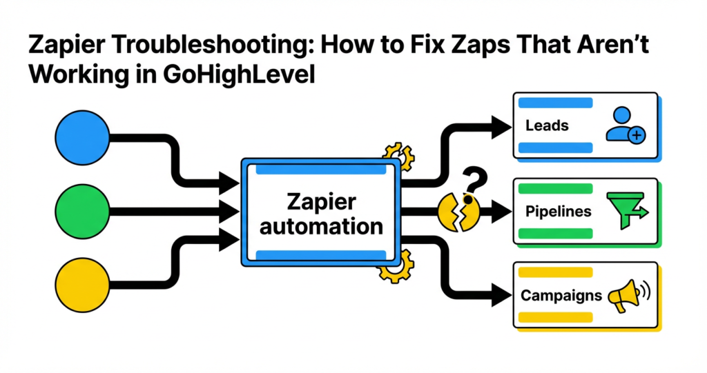 Featured image for Zapier Troubleshooting: How to Fix Zaps That Aren’t Working in GoHighLevel