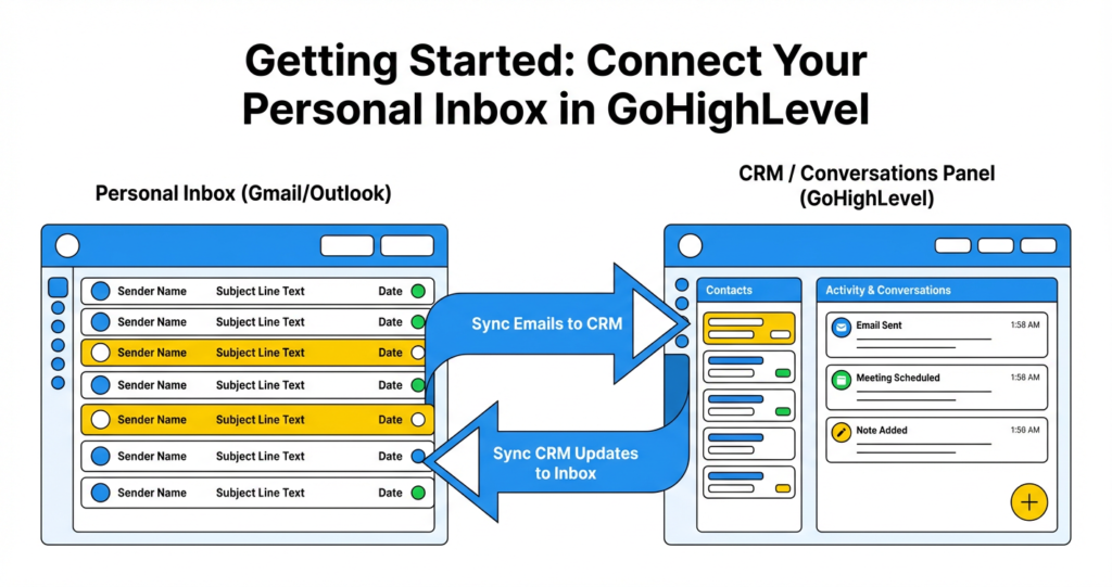 Featured image for Getting Started: Connect Your Personal Inbox in GoHighLevel (Gmail & Outlook 2-Way Sync)