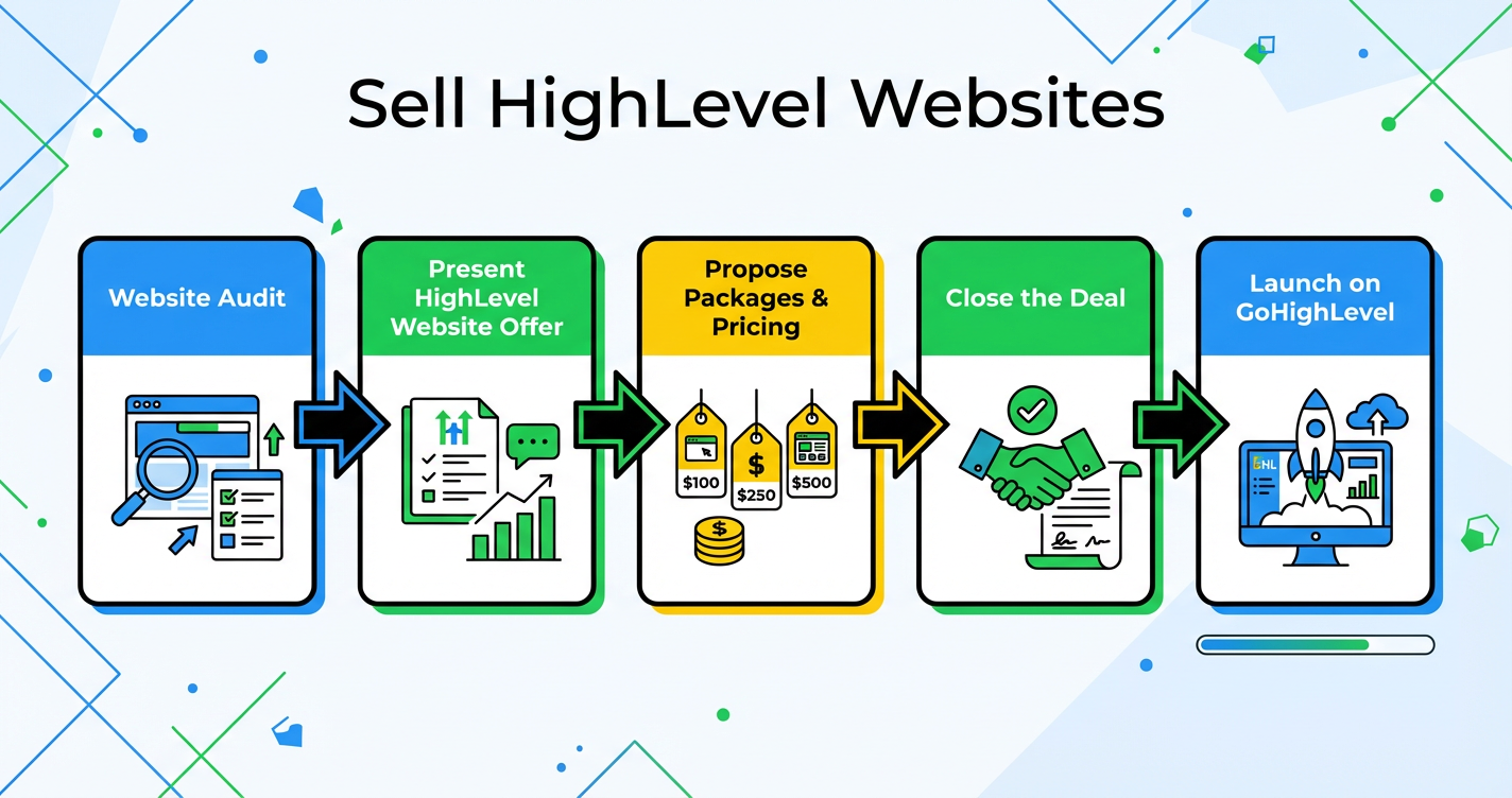 Workflow flowchart for How to Sell HighLevel Websites as a Scalable Offer (Without Becoming a Custom Dev Shop) FlowChart Outline
