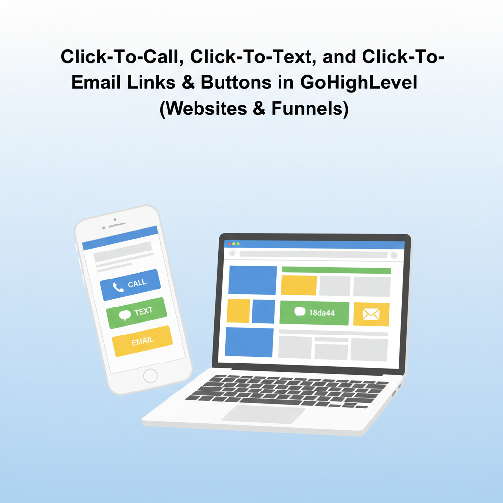 Featured image for Click-To-Call, Click-To-Text & Click-To-Email Buttons in GoHighLevel (Websites & Funnels Guide)