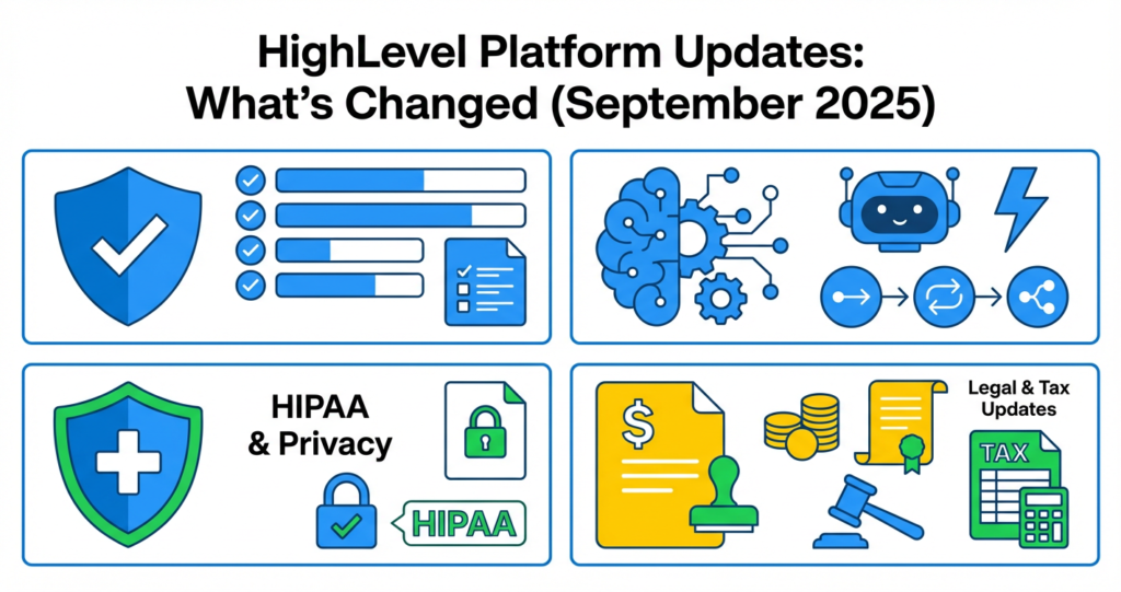 Featured image for HighLevel Platform Updates: What’s Changed in September 2025 (Terms, Privacy, AI & HIPAA)