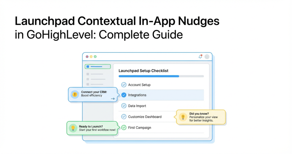 Featured image for How to Use Launchpad Contextual In-App Nudges in GoHighLevel (Complete Guide)