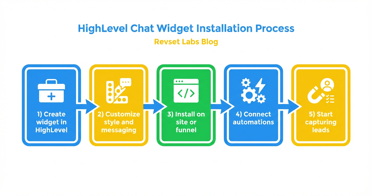 Workflow flowchart for How to Install HighLevel's Chat Widget to Capture More Leads FlowChart Outline
