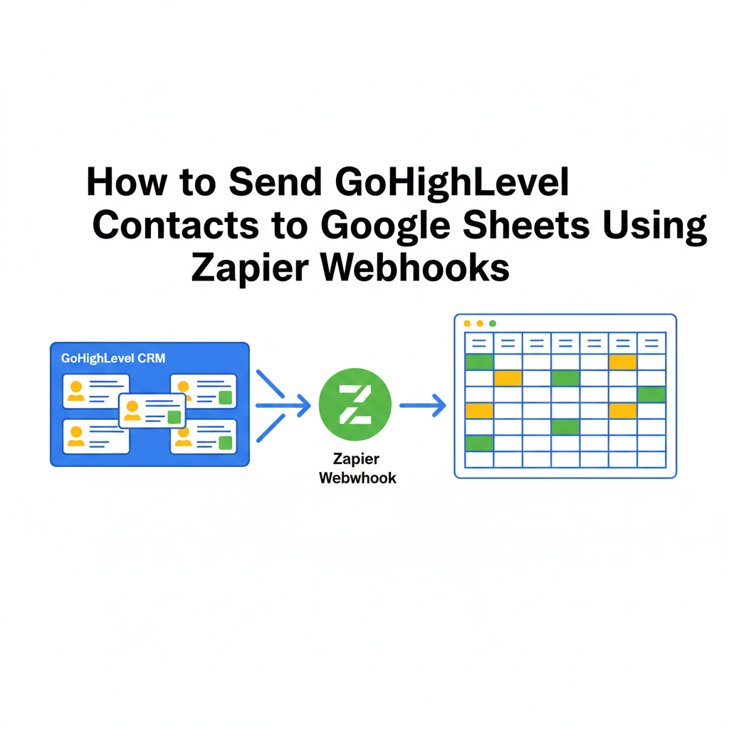Featured image for Send GoHighLevel Contacts to Google Sheets Using Zapier Webhooks (Step-by-Step Guide)