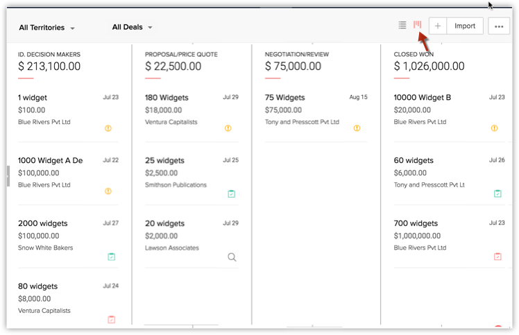 Screenshot of the HighLevel Opportunities pipeline board, showing various deal stages and opportunities.