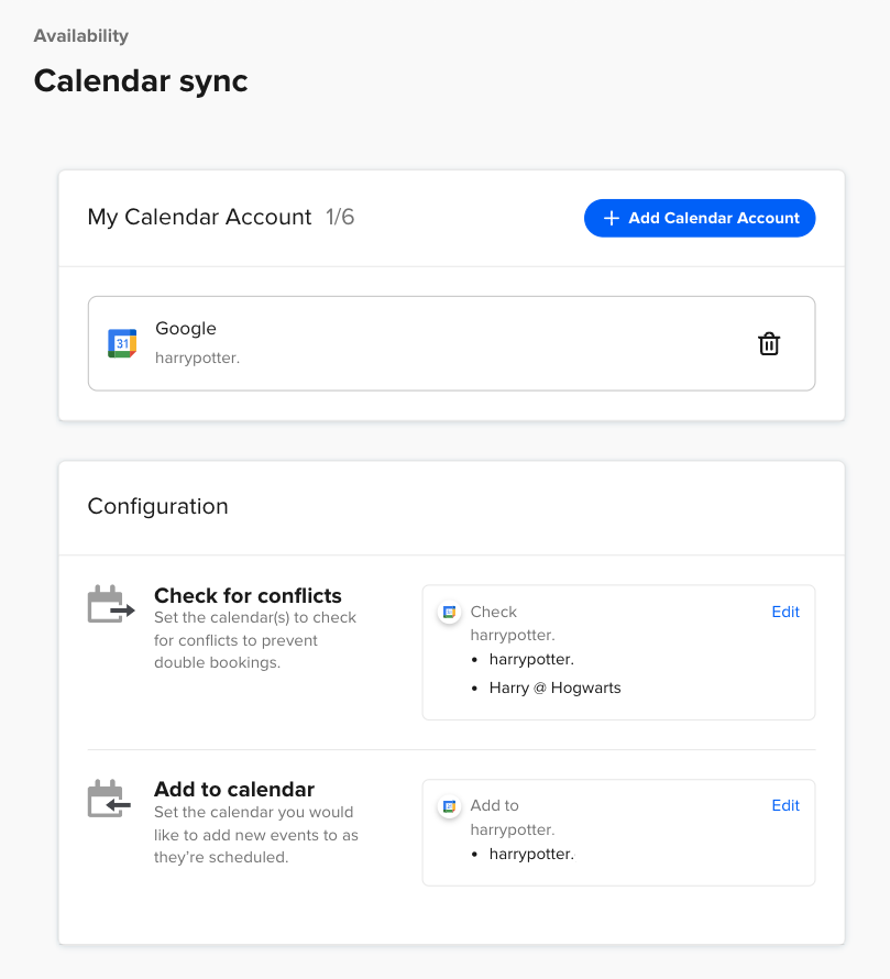 HighLevel Calendar Sync Settings HighLevel calendar settings showing connected calendars and sync preferences