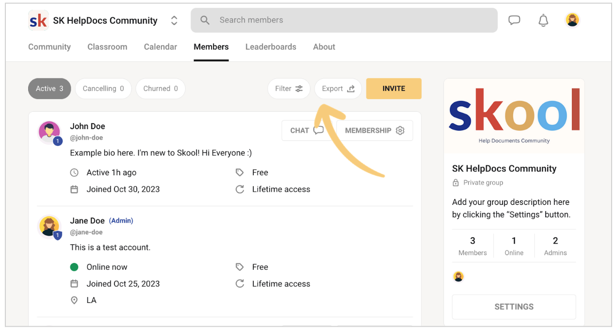 Skool Data Backup Steps Screenshot illustrating the backup process for Skool data before migration to HighLevel