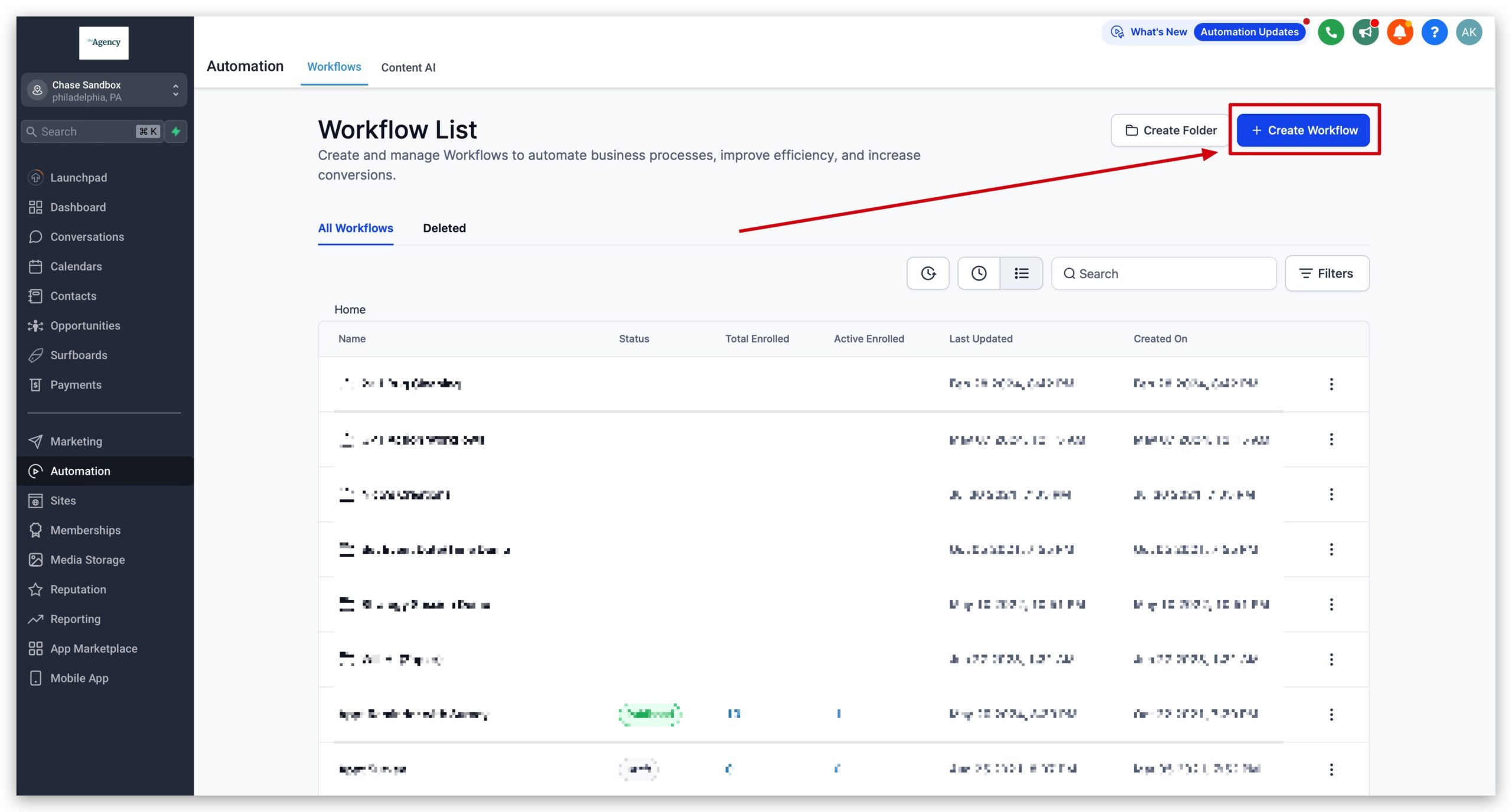 Editing Opportunity Status Create or open an existing workflow in GoHighLevel