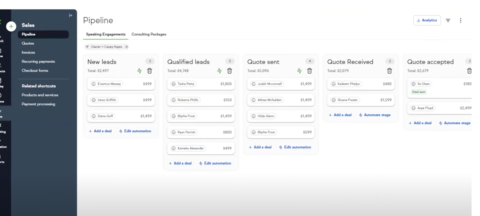 Keap CRM Pipelines View Keap CRM Pipelines View