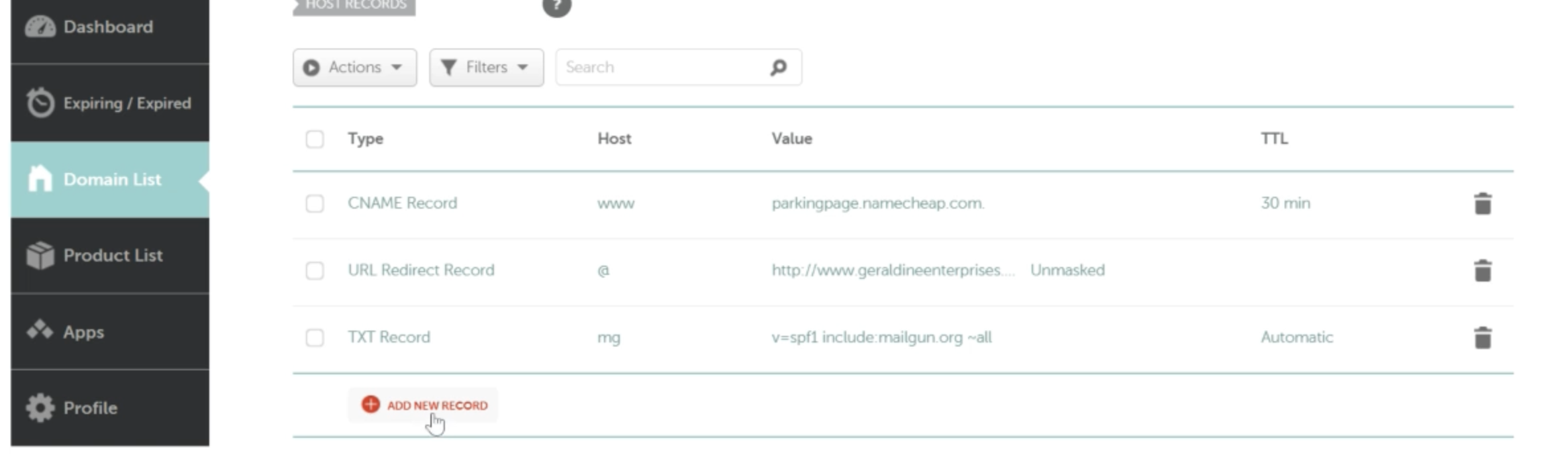 Namecheap Add Second TXT Screenshot of Namecheap 'Add New Record' button clicked to add a second TXT record