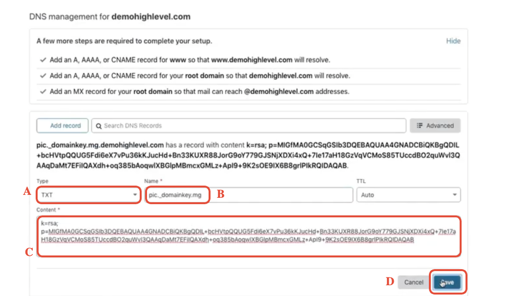 Cloudflare Add DNS Record form with Type menu open, ready for a new record
