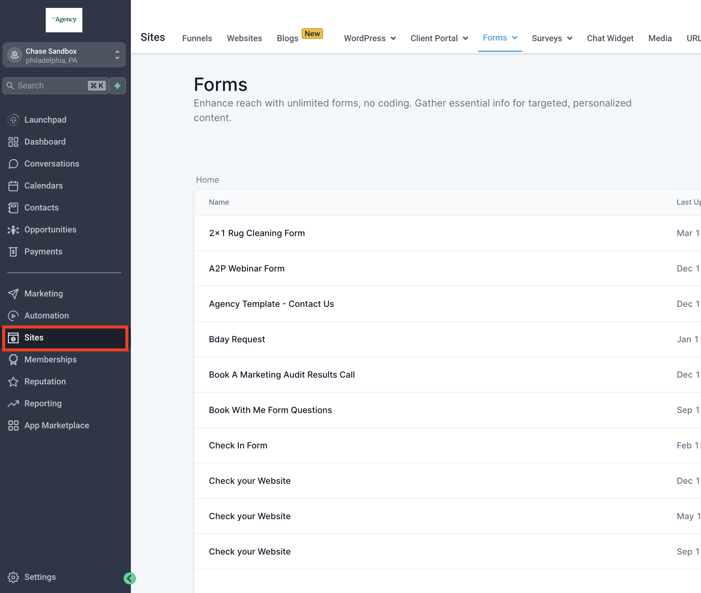 GoHighLevel forms submission overview