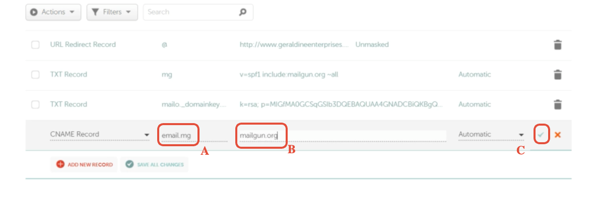 Namecheap CNAME Entry Fields Screenshot of Namecheap DNS entry fields ready for CNAME record input