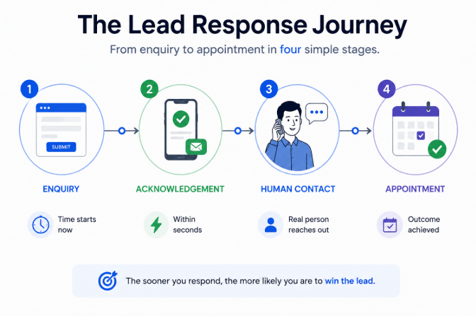 Speed to lead benchmark chart showing recommended response times by industry