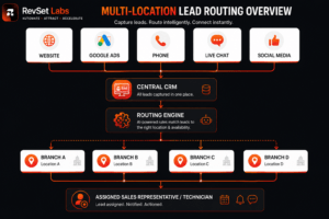 Lead routing rules for multi-location service businesses